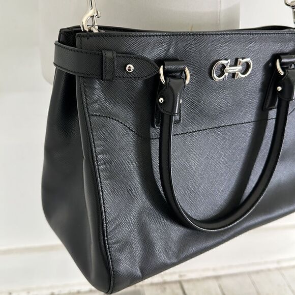 Salvatore Ferragamo Black Leather 2 Way Handbag - Picture 3 of 6